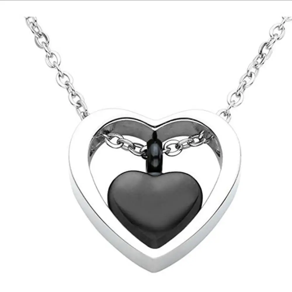 Нержавеющая сталь золото розовое черный пистолет двойное сердце золы