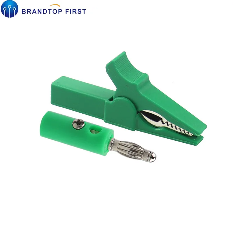 Зажим типа крокодил 55 мм + вилка банан тестовый щуп с кабельными зажимами 4