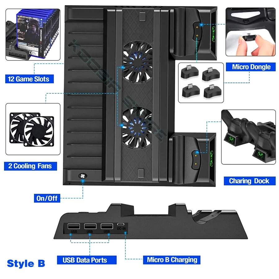 ps4 ps4 pro ps4 slim console vertical cooling stand controller charging base 2 cooler 10 games storage for sony playstation 4 free global shipping