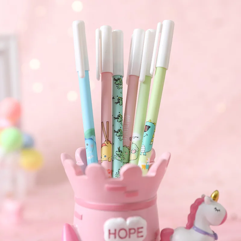 Гелевая ручка с мультяшным динозавром 6 шт./лот 0 5 мм черные чернила для подписи