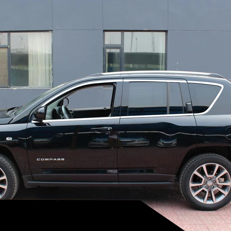 Нержавеющая сталь окна автомобиля планки для jeep compass 2007-2017 2016 2015 2014 2013 2012 2011 2010 2009