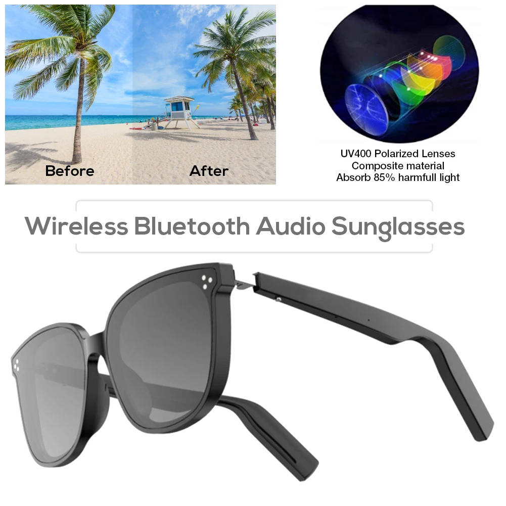 구매 2021 무선 BT 오디오 선글라스 음악 골전도 안경 IP67 방수 오픈 이어 스마트 안경 야외 스포츠