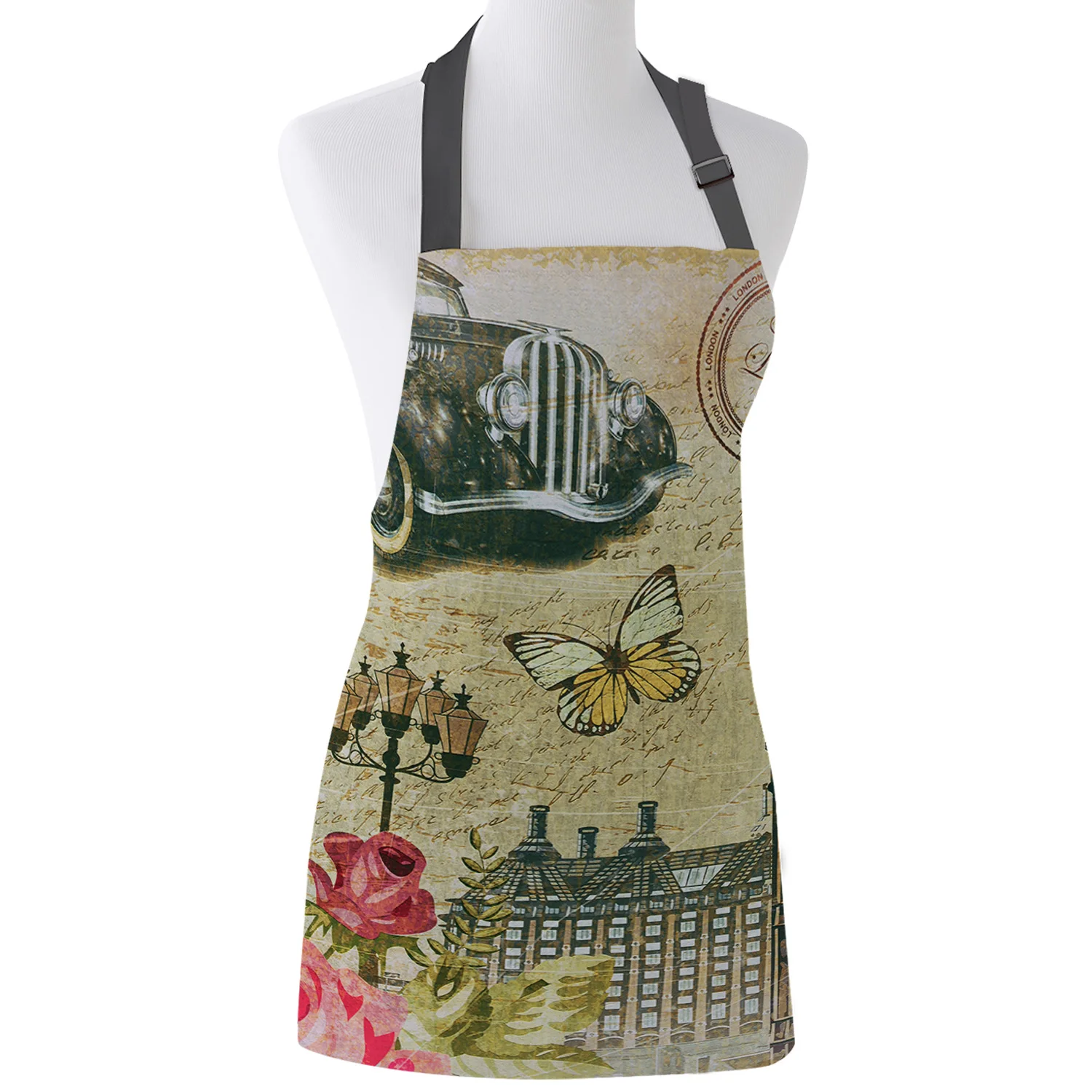 Фартук для кухни старый Лондон Англия плакат искусство часы башня автомобиль