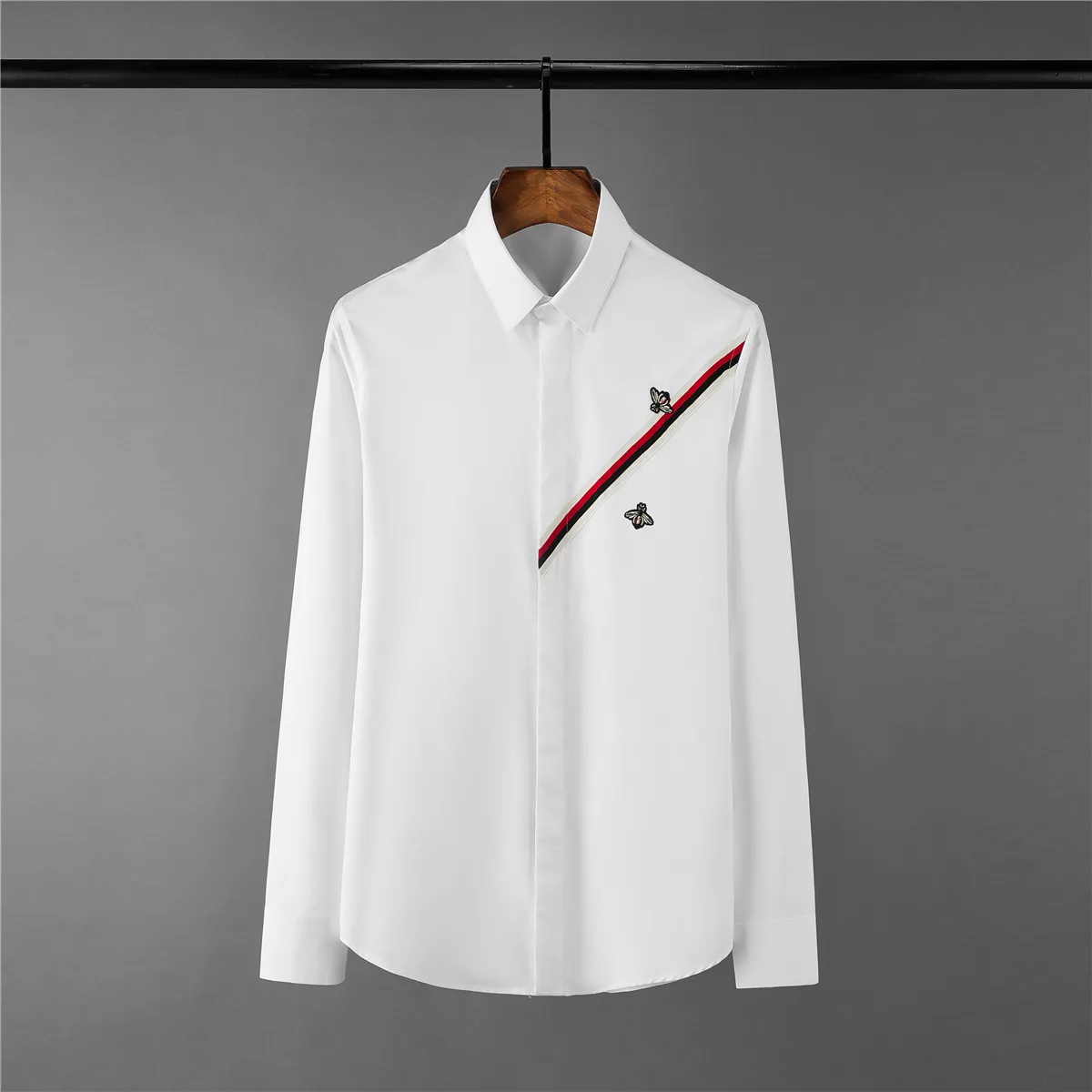 Minglu протектор черно-белые мужские футболки класса люкс с длинным рукавом лента и