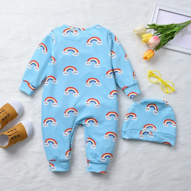 Одежда для малышей осенний хлопковый комбинезон с длинными рукавами и рисунком