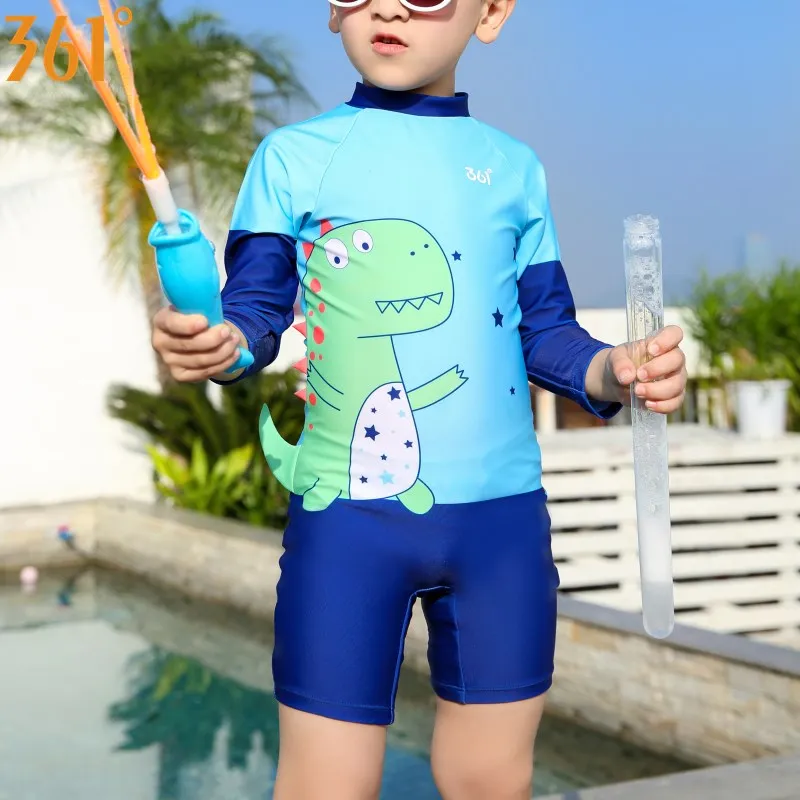 361 Kids Swimsuit One Piece Swimwear Boys Bathing Suit Long Sleeve Sun Protection Dinosaur Swimming for Children Beach Pool | Спорт и