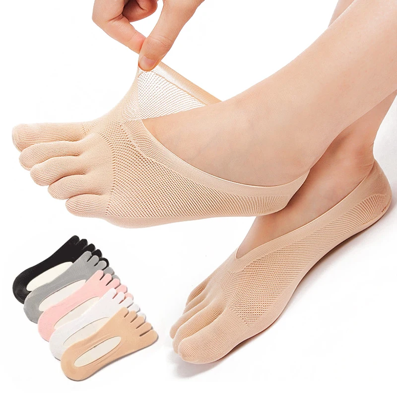 

Women Summer Five-finger Socks Female ultrathin sock Funny Toe invisible sokken with silicone anti-skid breathable anti-friction