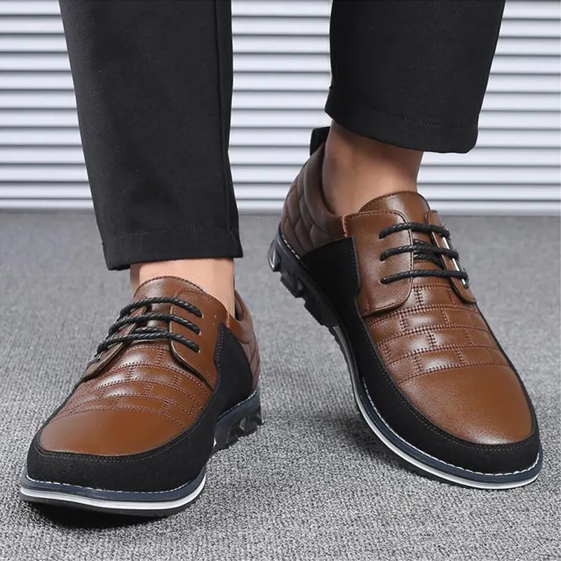 

Size 48 Brown Casual Shoes for Men Original Leather Spring/Autumn Lace-up Mens Shoes Fashion Hot Sale Outdoor Sneakers Hombre