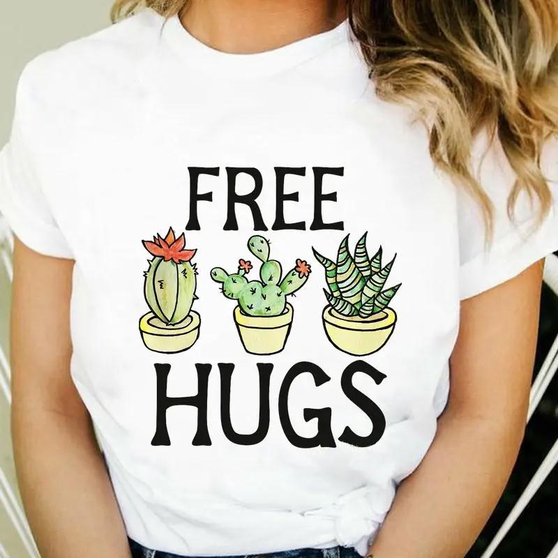 

Женская футболка с коротким рукавом и принтом кактуса, в стиле 90-х