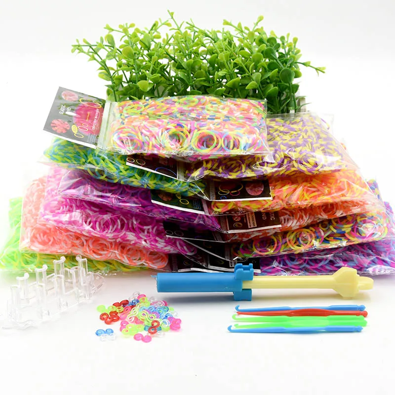 

600 pcs refill! Loom Band Hand-woven Rainbow Weave Children's Arts & Crafts, DIY Toys Three Color Rubber Bands Bracelet