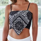 FINETOO Модные топы на бретелях с принтом, женские удобные укороченные топы, беспроводной бюстгальтер без косточек, топы для девочек, женские сексуальные камзолы, женское белье, 4 цвета