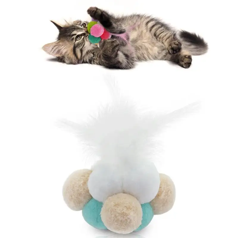 

1 Piece Colorful Cat Toys Ball Creative Cats Interactive Feather Toy With Bell Funny Kitten Teaser Toy Pet Kitty Cat Supplies