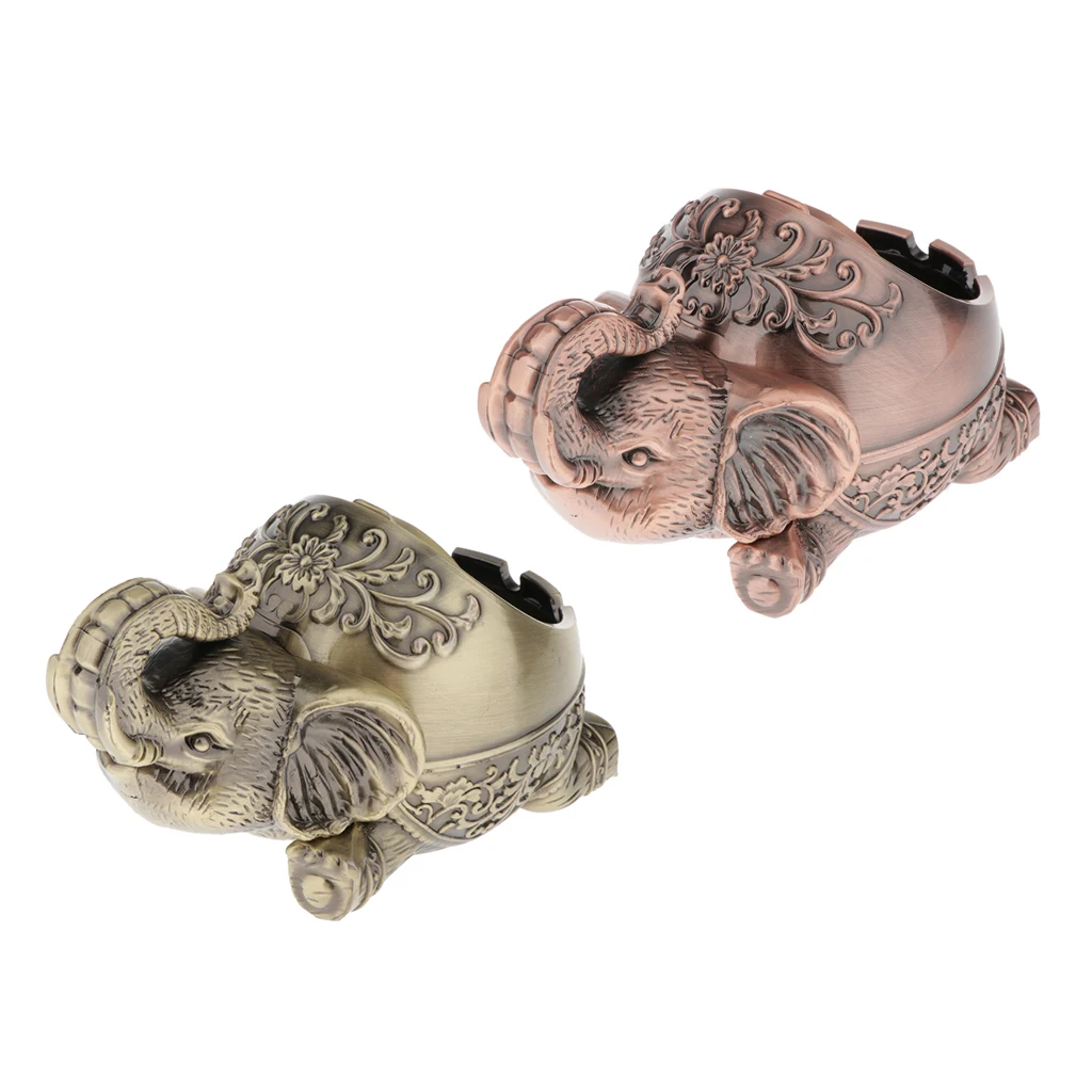 

Retro Necklace Organizer 3D Elephant Jewelry Box Windproof Lid Ashtray