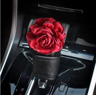 1pc Gear Shift Cover Чехлы на руль с красной розой цветок кристалл горный хрусталь подушка для шеи на сиденье ремень безопасности крышка аксессуары для салона автомобиля - Название цвета: 1pc Gear Shift Cover