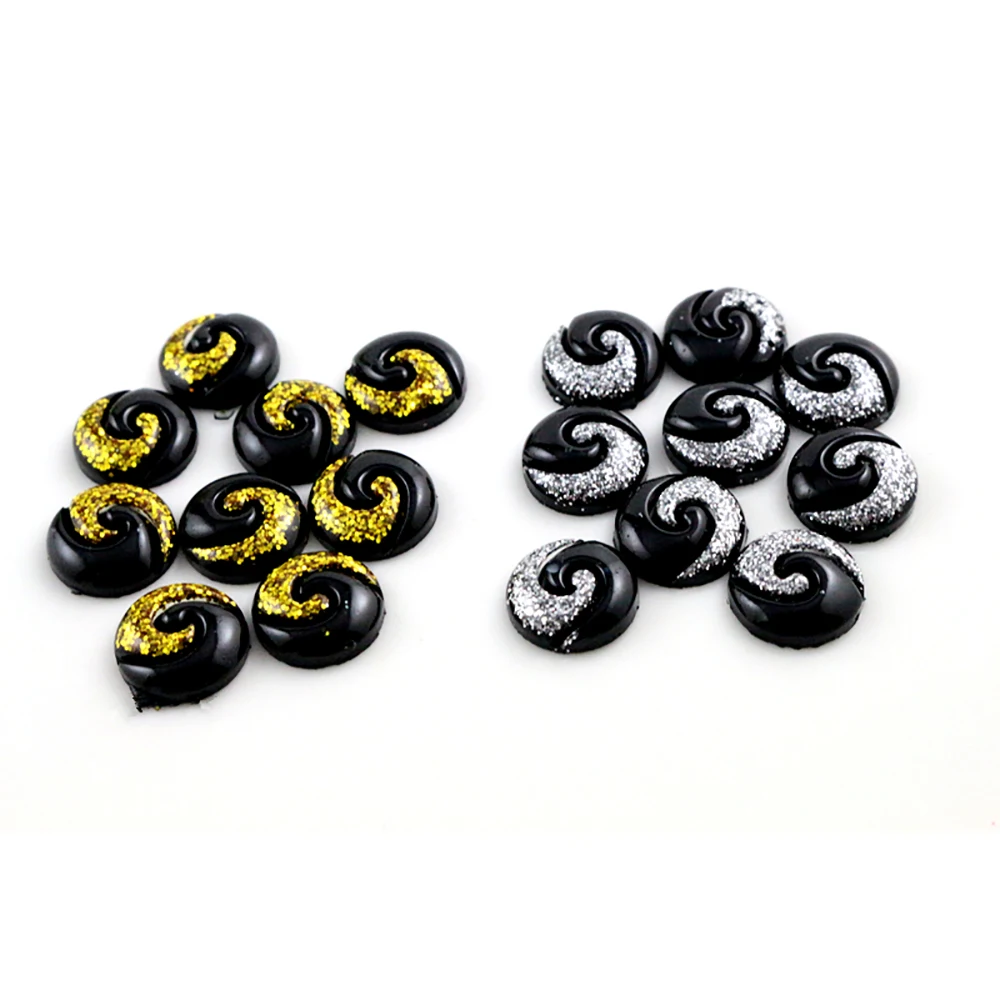 Новая мода 40 шт 12 мм черный и белый золотой цвет Тай Чи Тип плоская задняя Смола