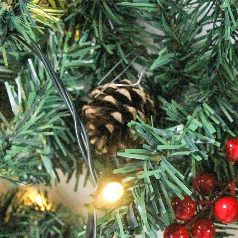 

Рождественская светодиодная гирлянда из ротанга, 2,7 м, 9 футов, красные ягоды, декоративная искусственная гирлянда из лозы для рождественско...