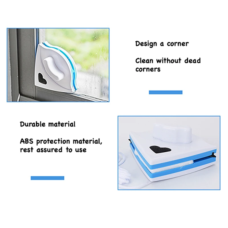 Cepillo de vidrio magn&eacute;tico de doble cara, herramienta de limpieza de ventanas, 1 Uds.-2