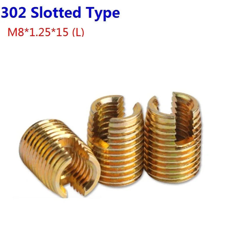50 шт./лот M8 оцинкованная самонарезающая вставка Винт Втулка 302 щелевой тип