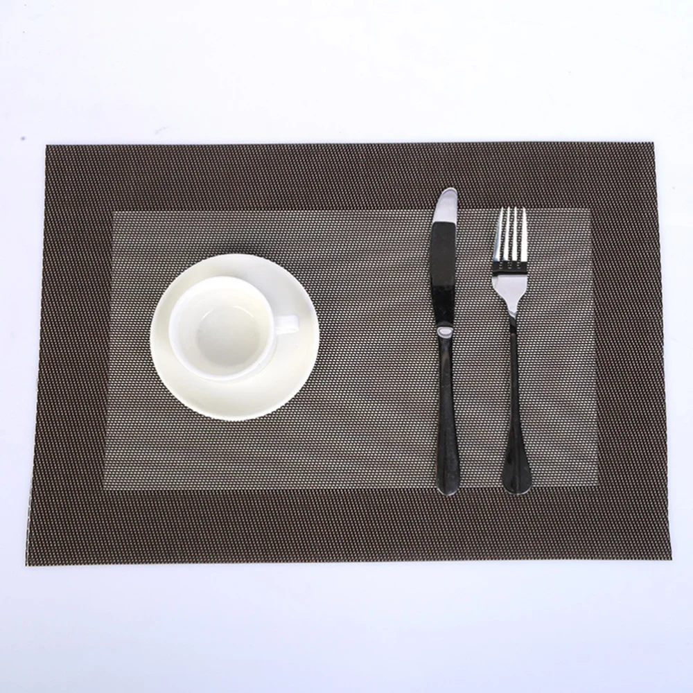 

3pcs Table Mat Skid Resistance Heat Insulation Placemat for Home Hotel Restaurant (Silver Black + Silver + Khaki)