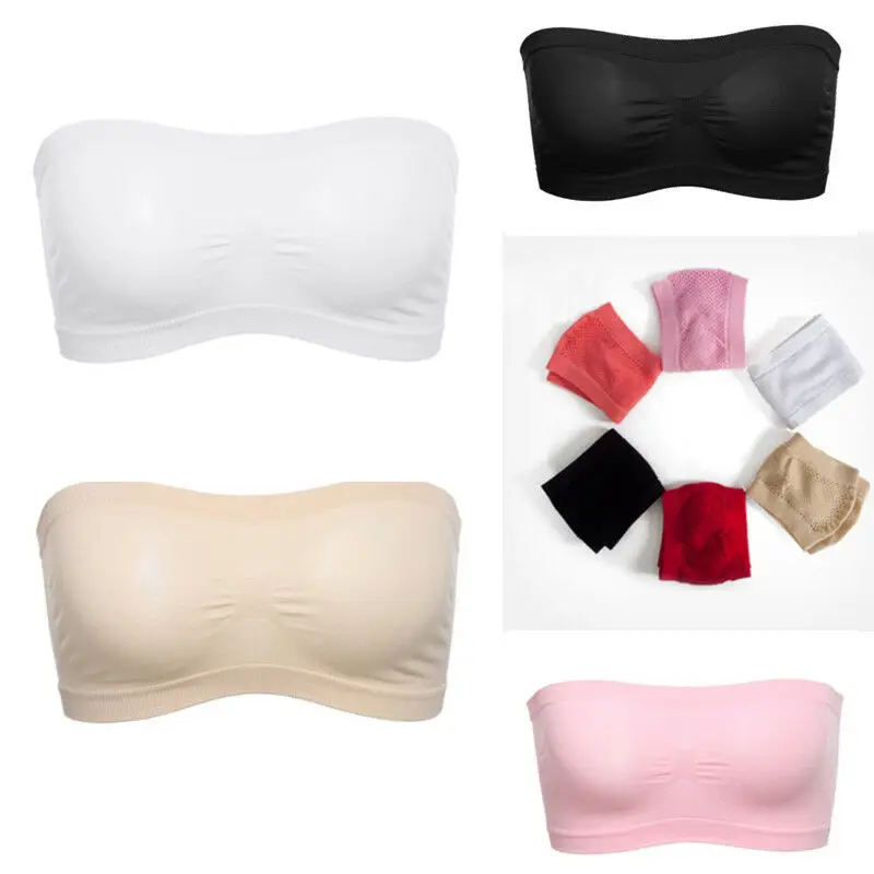 

Women Solid Color Sexy Bra Non-Padded Wire-Free Bralette Bandeau Stretch Tube Wild Fashion Brassiere