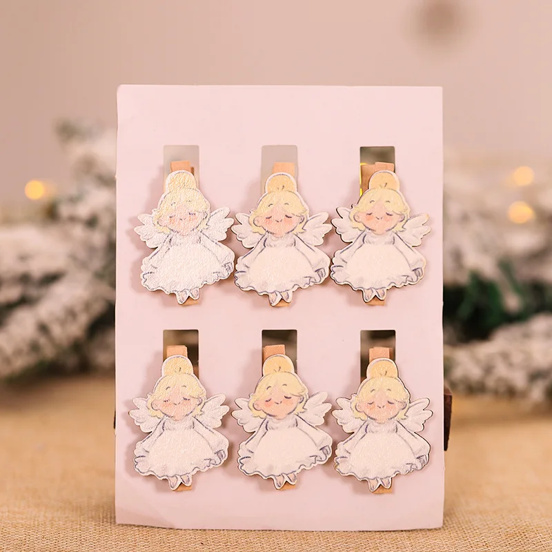 6 шт. деревянные зажимы в виде Санта-Клауса | Дом и сад