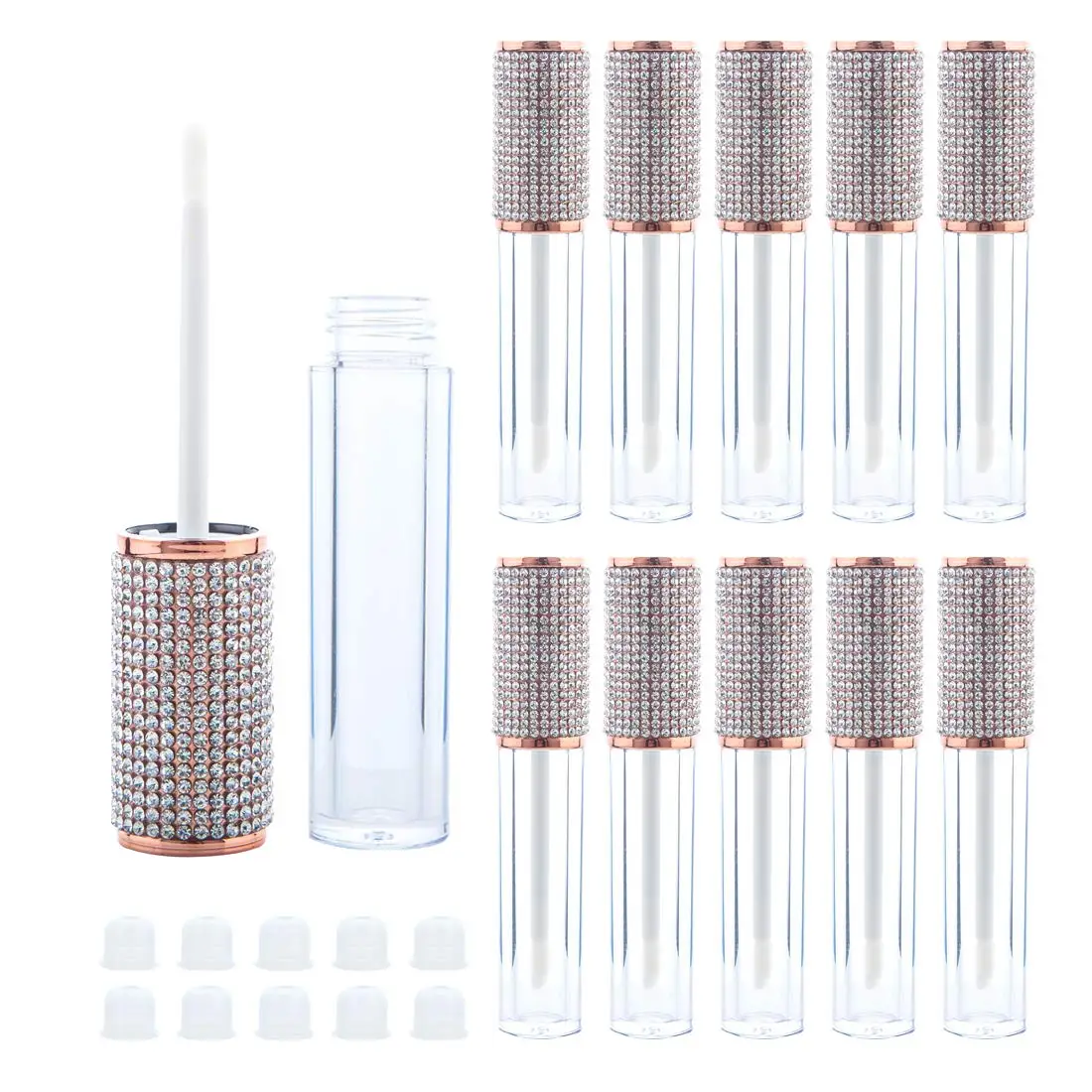 

30pcs Crystal Rhinestone Lip Gloss Wand Tubes, 5ml Empty Lip Gloss Containers, Lipgloss Lip Balm Bottles with Rubber Stoppers