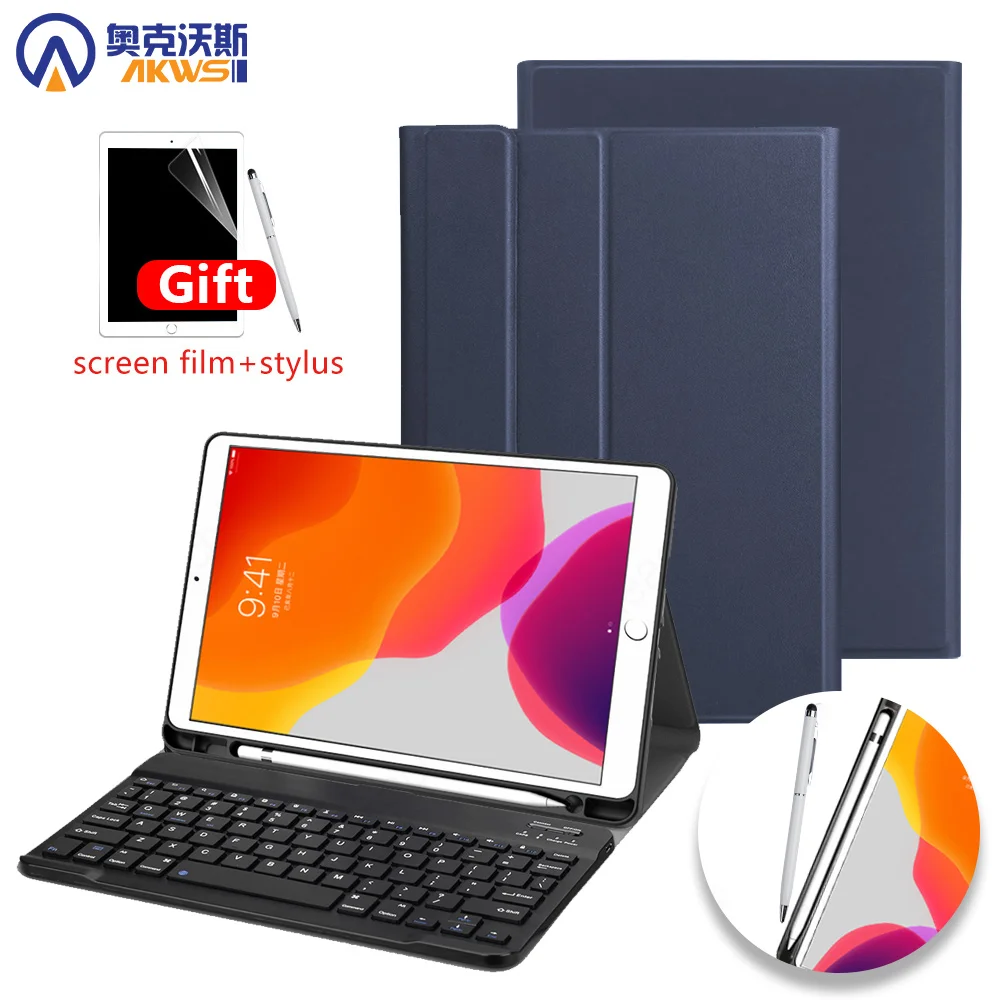 Чехол с клавиатурой для iPad 10,2, чехол с карандашом для Apple iPad 7 поколения A2200 A2198, беспроводная клавиатура