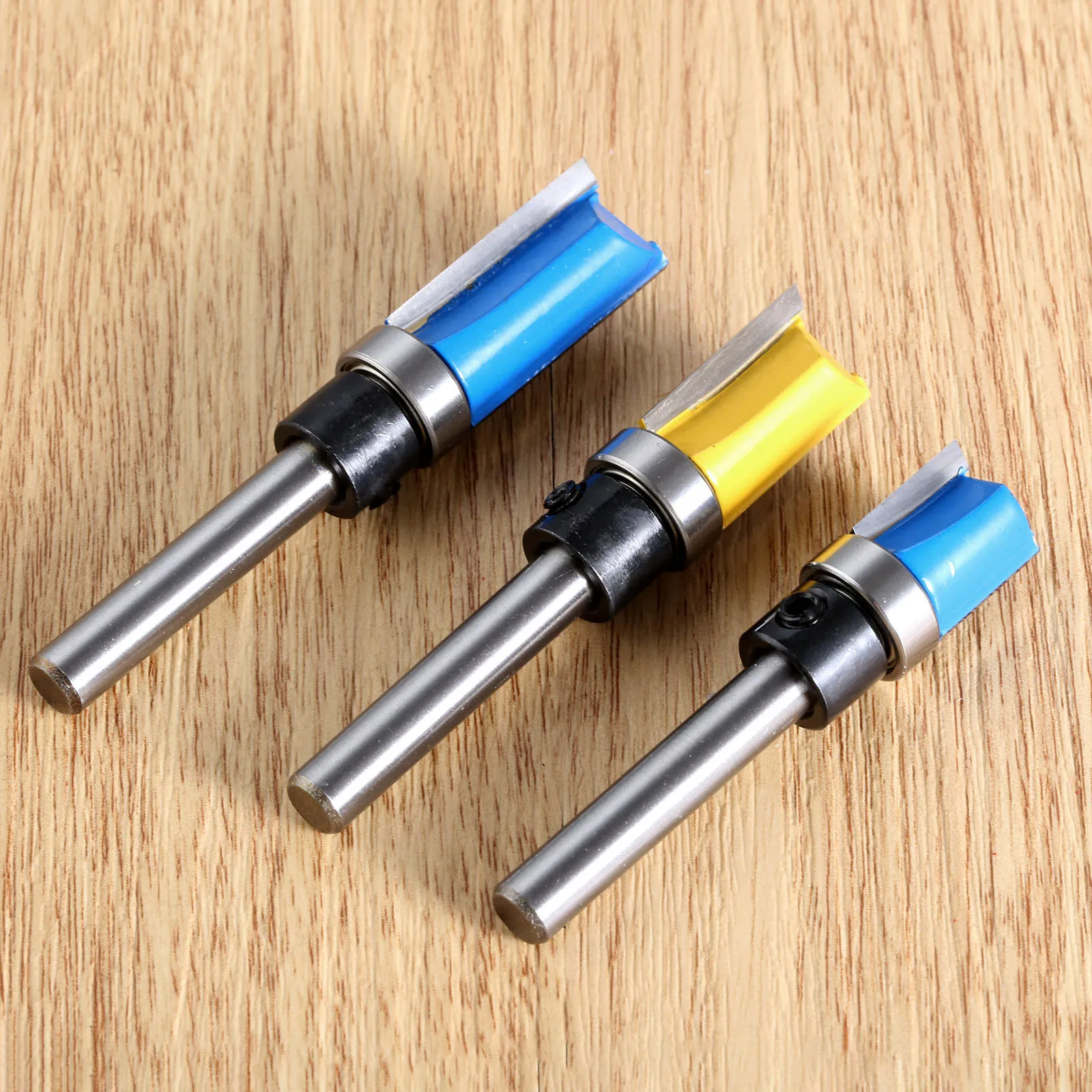 3Pcs 1/4'' Shank Flush Trim Router Bit Top &amp Bottom Bearing Woodworking Milling Cutter Wood Drilling for Carbide Carpenter Tools |