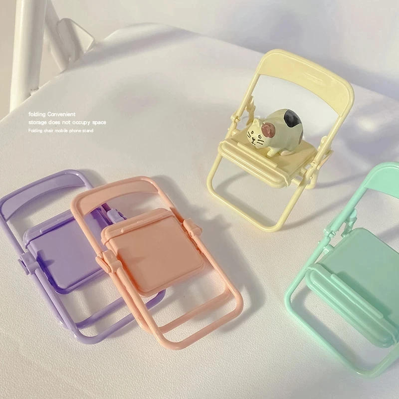 2022 new mobile holder tablet cute mini folding chair stand for smartphone xiaomi samsung iphone 12 ipad 8 5g phone holder stand free global shipping