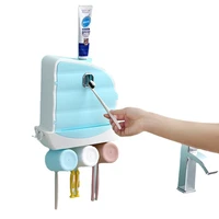 wholesale multi function bathroom toothbrush holder with storage box plastic tooth brushing rack