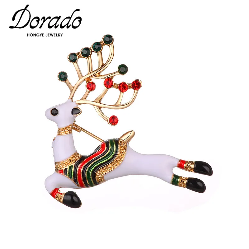 

Dorado 2020 Fashion Deer Brooches For Women Girl Zircon Colorful Lacquer Party Charm Pins Metal Bijoux Gift Jewelry Christmas