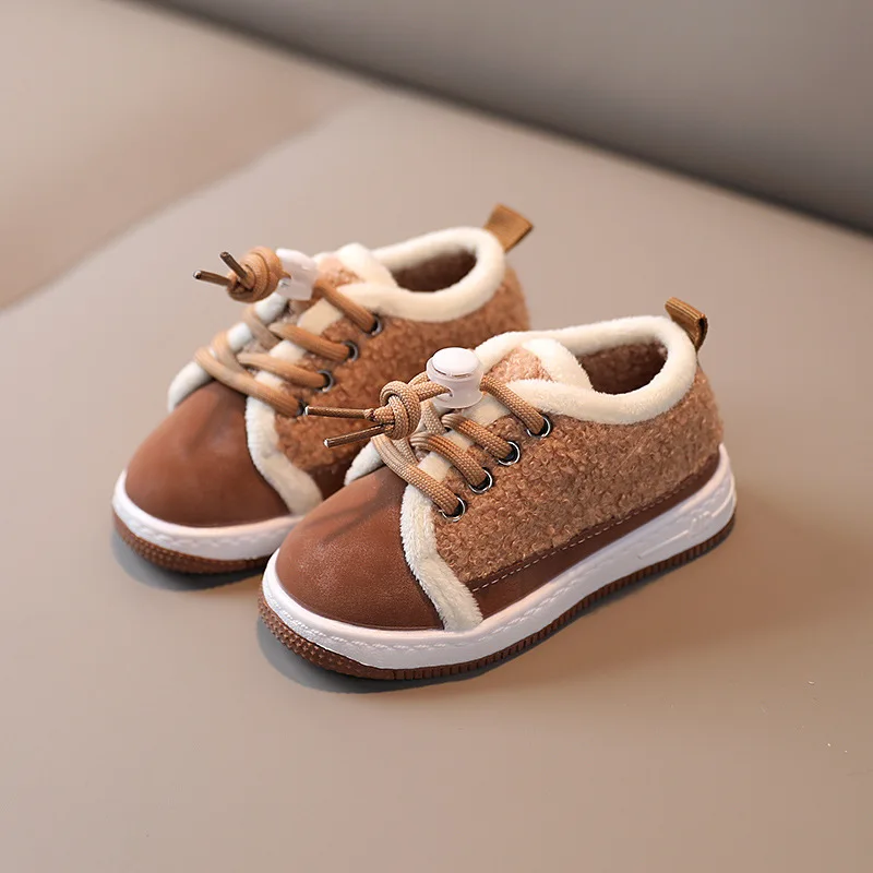 

CNFSNJ 2021 Winter Warm Boys Girls sneakers Shoes Fashion Flat With Plush Child Kids Baby Boots Toddler Coral velvet 21-30
