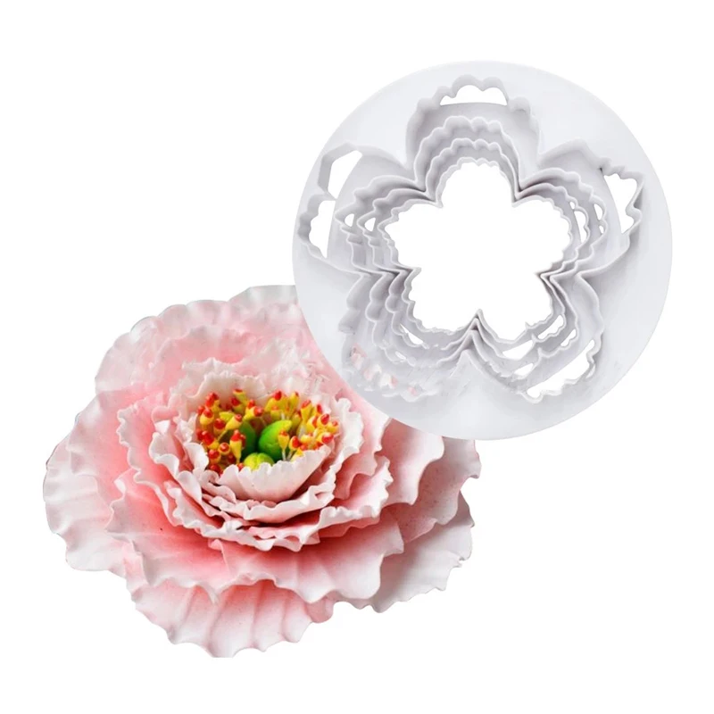 

4pcs Peony Petal Flower Cake Cutters Set Fondant Biscuits Cutter Decorating Mold