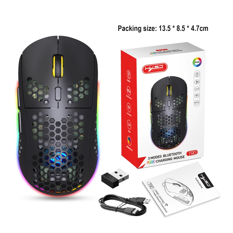 

New Cooling Wireless 2.4G Bluetooth Mouse RGB Luminous TYPE-C Charging Office Gamer Computer Accessories PC