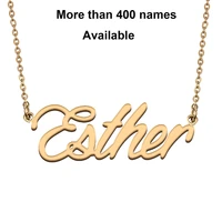 cursive initial letters name necklace for esther birthday party christmas new year graduation wedding valentine day gift