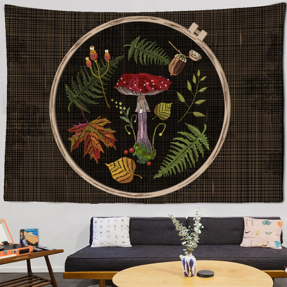 Гобелен с изображением грибов совы природный богемный фон украшение для стен