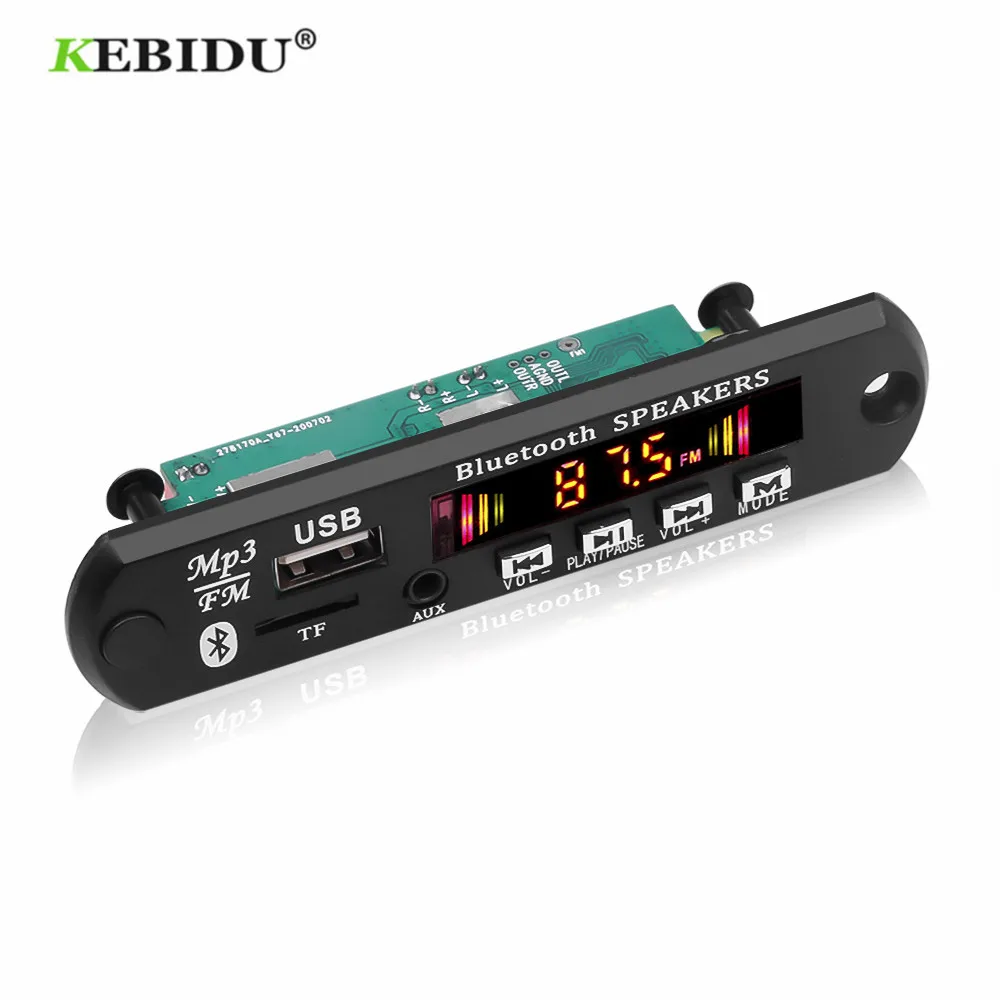 

Плата декодирования MP3 12 В, модуль Bluetooth 5,0, микрофон, гарнитура, беспроводной Автомобильный USB MP3-плеер, слот для TF-карты/USB/FM, усилитель 6 Вт