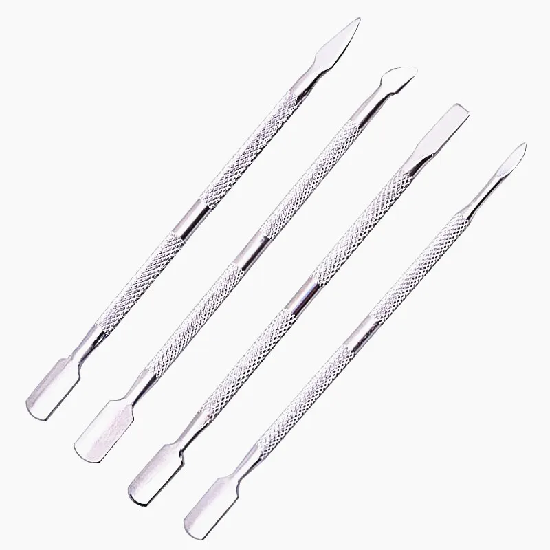 1Set 4 шт пилочка для ногтей DIY инструменты из нержавеющей стали кутикулы ногтей толкатель двухсторонний ногтей толкатель средство для снятия маникюра, педикюра Очиститель Ногтей - Цвет: 1Set