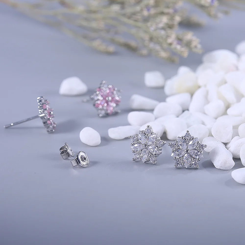 Женские серьги-гвоздики с фианитом серьги цветком вишни | Украшения и аксессуары