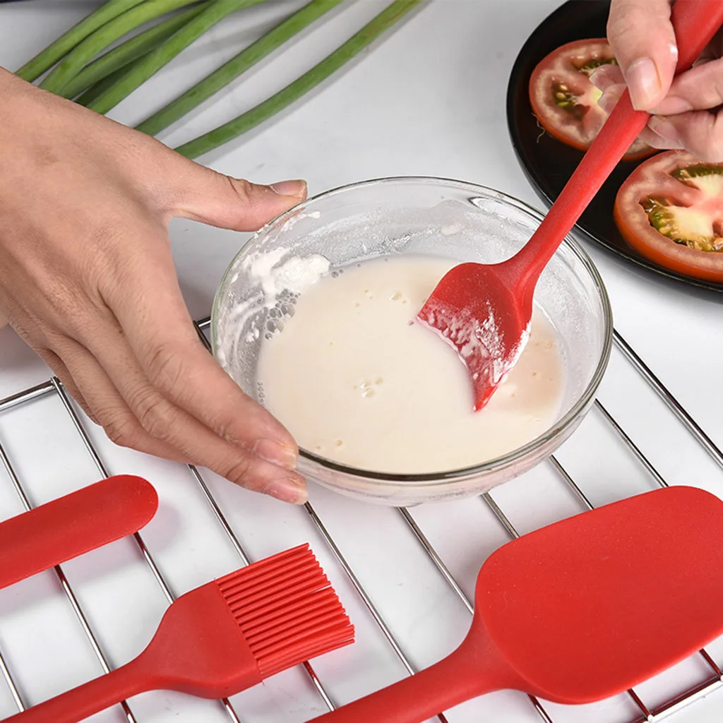 

1SET Spatula Set Silicone Nonstick Scraper Kitchen Cake Pastry Chocolate Baking Cooking Kitchenware Scraping Useful Utensil L*5