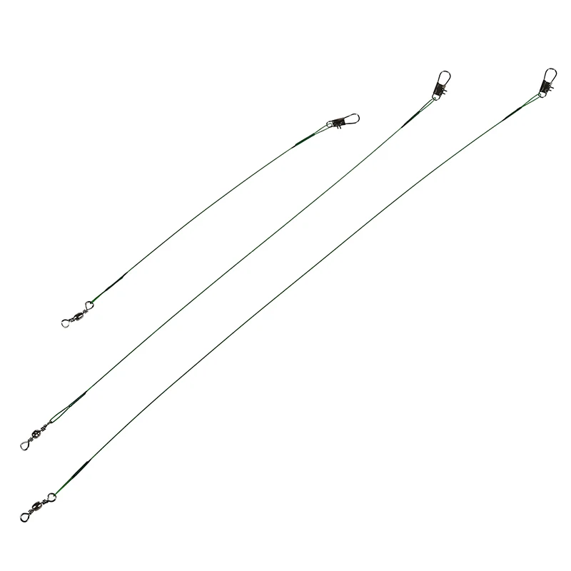 

60Pcs 15/20/25cm Fishing Lure Trace Wire Leader Swivel Tackle Steel Spinner