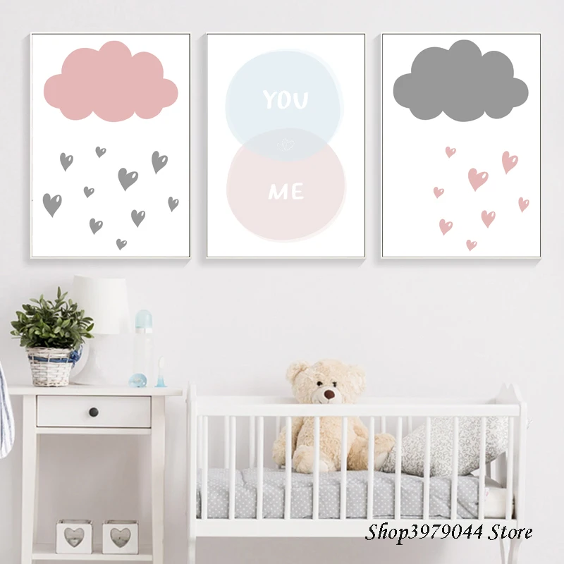 Детские декорации в скандинавском стиле розовые постеры и печатные Decorativos