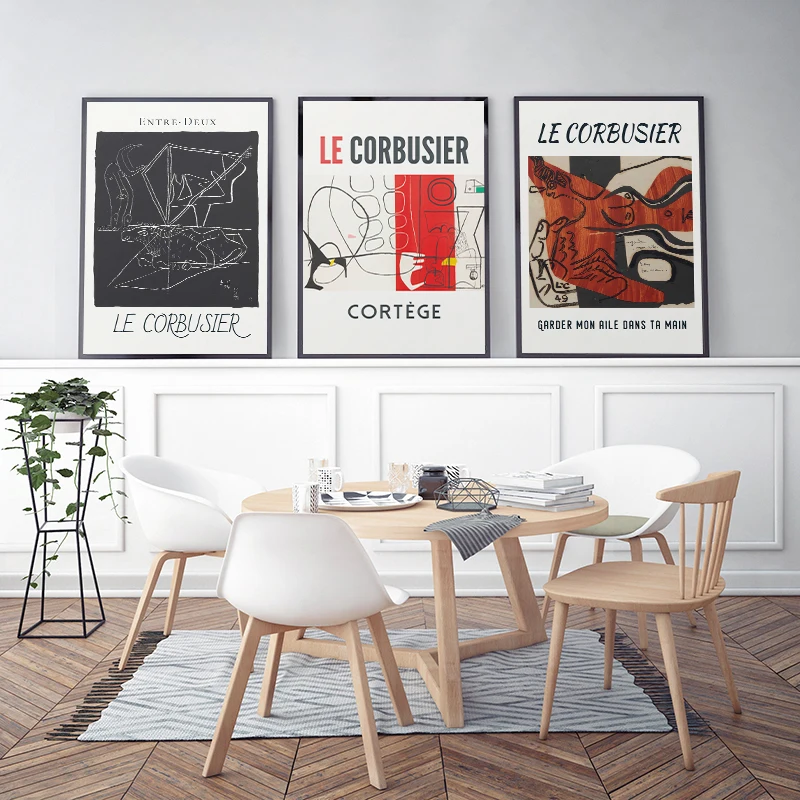 

Vintage Abstract Print French Le Corbusier Exhibition Poster Wall Art Canvas Painting Picture Modern Home Decor for Living Room