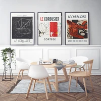 vintage abstract print french le corbusier exhibition poster wall art canvas painting picture modern home decor for living room