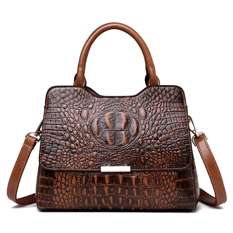vintage fashion crocodile genuine leather luxury ladies handbags women bags designer woman shoulder bag female bolsas feminina free global shipping