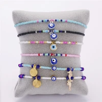 9 color styles handmade braided turkish lucky evil eye rice beads bracelets for women blue eyes bracelet female lucky jewelry