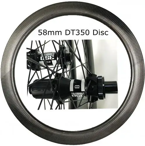 58mm DT35O Disc 700C 58/45 мм бескамерная дорожная велосипедная Дисковая тормозная карбоновая колёса dimple disk Cyclecross carbon wheelset D350 t240 ступицы - Цвет: 58mm DT35O Disc