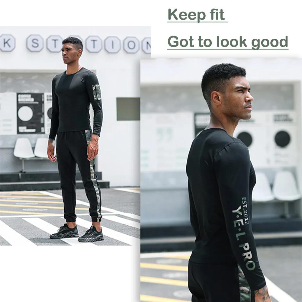 Zipper pocket Quick Dry Running Shirt Men Fitness Tights Sport Gym Sportswear Rashgard Outdoor T-shirt Compression Shirt