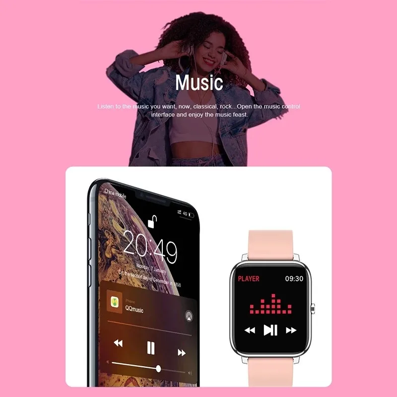 Смарт часы P2 водонепроницаемые спортивные с пульсометром и напоминанием о