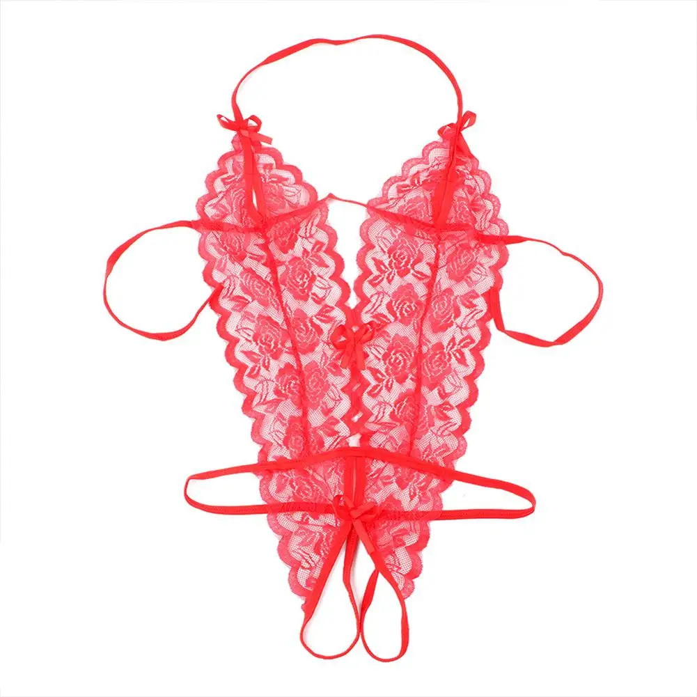 

MISSKY Women Lingerie Erotic Sexy Lace Perspective Three-point G-string Sexy Lingerie Solid Color Female Bodysuits New